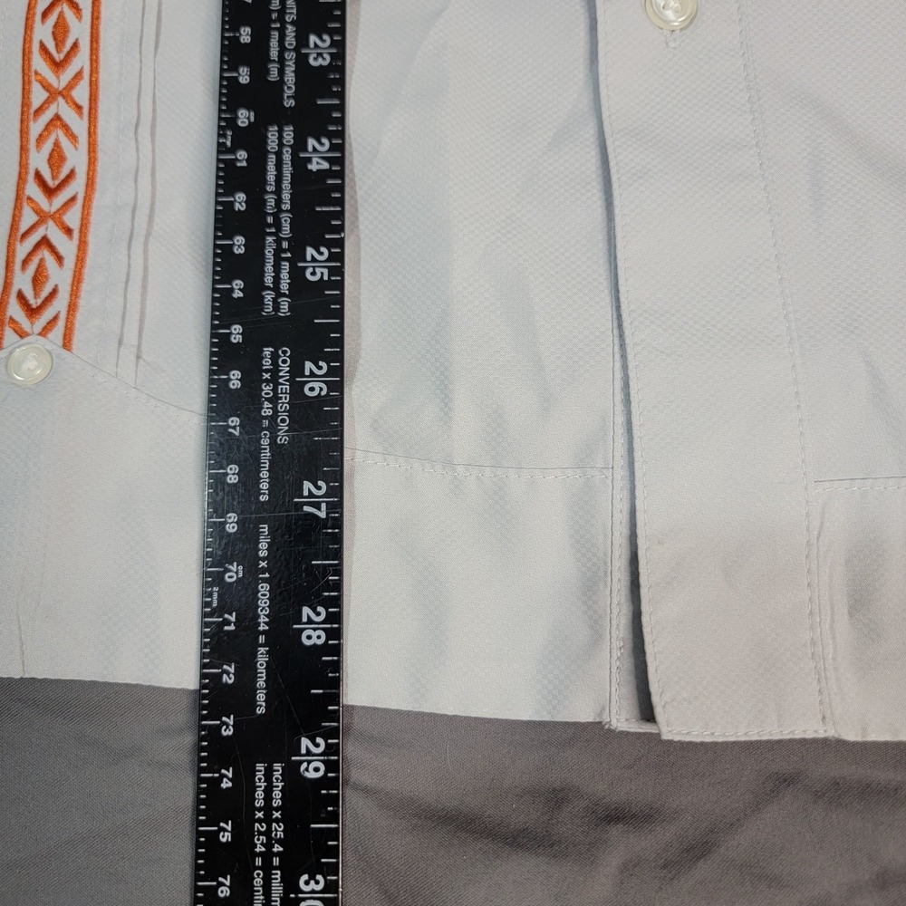 Texas Standard Guayabera Libre Shirt Mens Large Gray Embroidered Western Vented - Picture 5 of 6